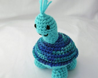 Tyler the Turquoise Turtle Crocheted Amigurumi Stuffed Toy Made to Order