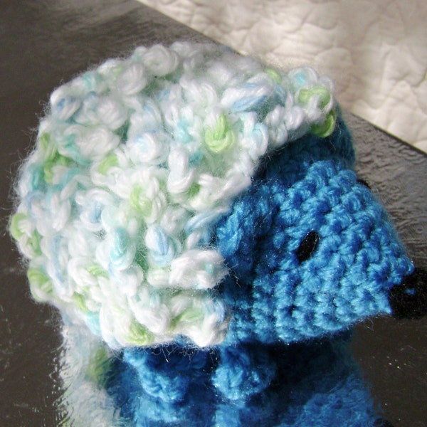 Curly the Hedgehog Crocheted Stuffed Amigurumi Toy blue made to order