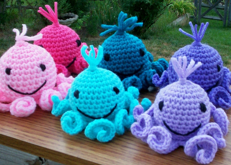 Amigurumi Octopi in Pastels Crocheted Stuffed Toy Ready to Ship image 1