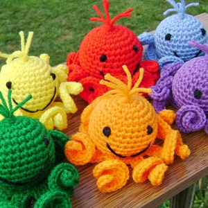Rainbow Amigurumi Octopi Stuffed Crocheted Toy Ready to Ship image 1