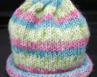 Strawberry Rhubarb Pie Knitted Baby Hat size Premie to Newborn ready to ship