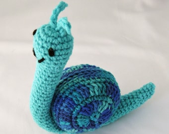 Beth the Snail Amigurumi Turquoise Crocheted Stuffed Toy Made to order