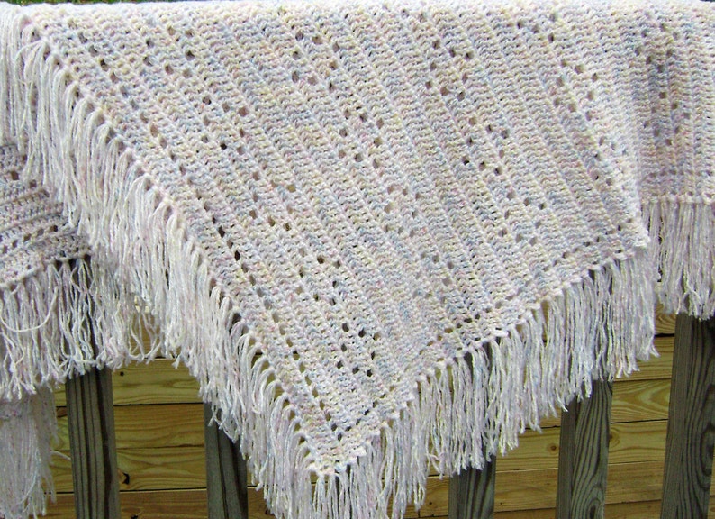 Powder Pink Twinkle Afghan Baby Blanket Crocheted Made to Order image 1