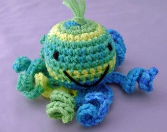 Seafoam the Octopus, Crocheted Amigurumi Stuffed Toy ready to ship