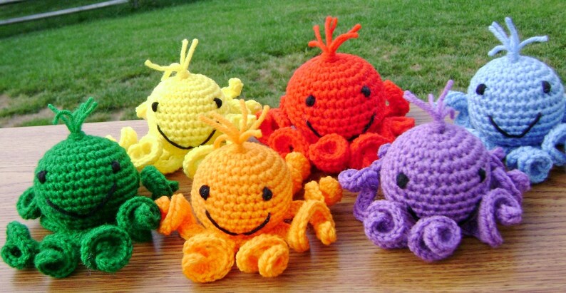 Rainbow Amigurumi Octopi Stuffed Crocheted Toy Ready to Ship image 2