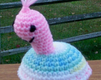 Amanda the Pink Turtle Crocheted Amigurumi Stuffed Toy ready to ship