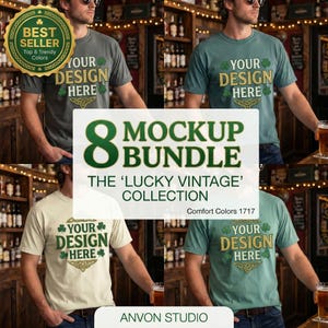Comfort Colors 1717 Mockup Male | St Patricks Day Beer Pint | Vintage Pub Light Green