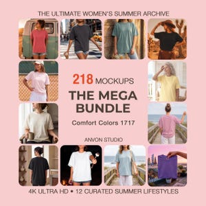 Comfort Colors 1717 Mockup Mega Bundle | 218 Womens Summer Shirt Mockups | CC1717 Lifestyle Tee