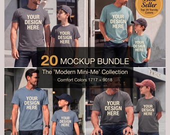 Comfort Colors 1717 Mockup Bundle | 9018 Youth | Father Son Matching | Boy Dad | Urban Shirts