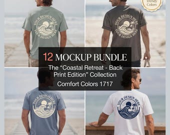 Comfort Colors 1717 Back Mockup Bundle | Mens Beach Shirt | Coastal Summer Back Print
