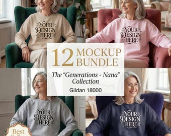 Gildan 18000 Mockup Bundle | Grandma Nana Sweatshirt | Senior Model Mothers Day