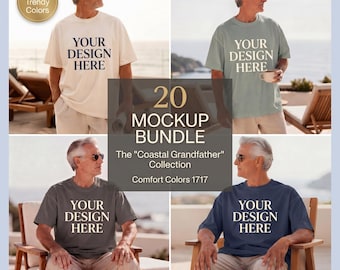 Comfort Colors 1717 Male Mockup Bundle | Mens Coastal Grandfather Tee | Old Money Shirt