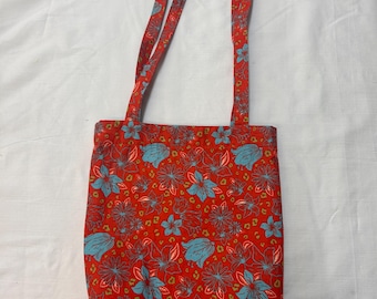 Red Floral Tote Bag