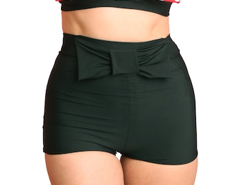 Black Pin up Style High Waist Bow Swim Shorts - Etsy Canada