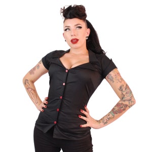 1950's Vintage Style Tailored Button Up Shirt  Black