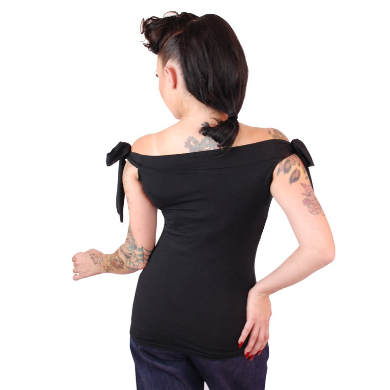 Black Shoulder Bow Top image 2