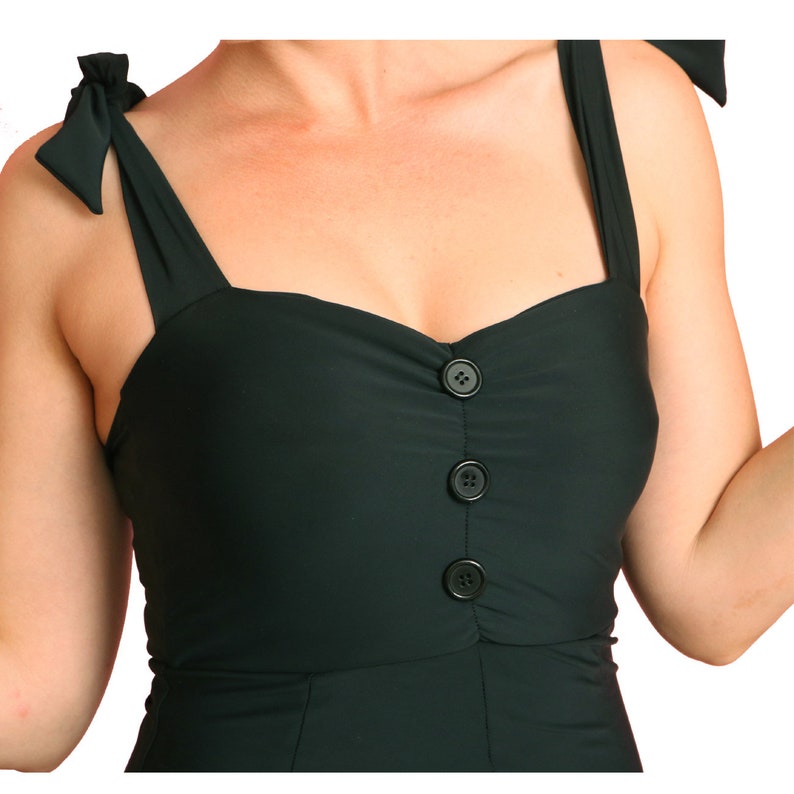 Vintage Style Black Pin-Up Romper Swimsuit