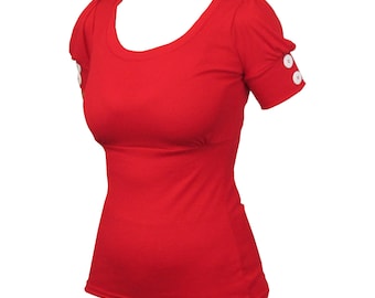 Bluzka w stylu vintage z lat 50. z bufiastymi rękawami i mankietami / retro / rockabilly / vintage / pin up