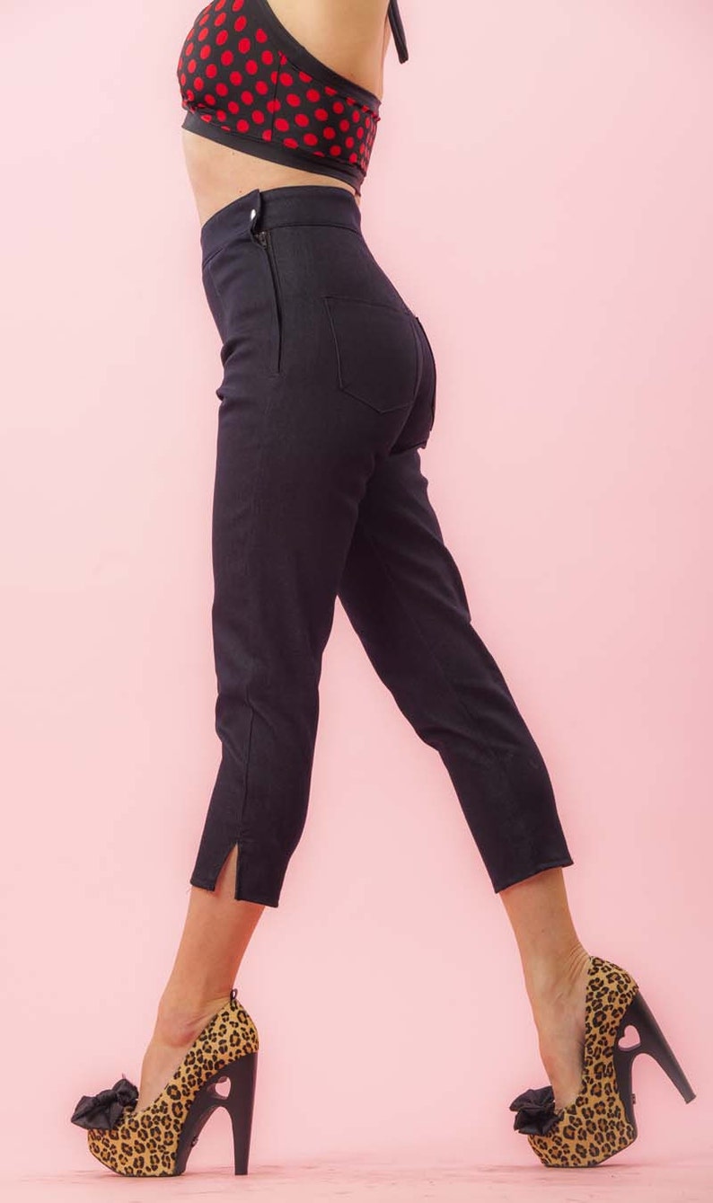 Side Zip Capri Pants Denim Retro / Rockabilly / Vintage 50s Etsy