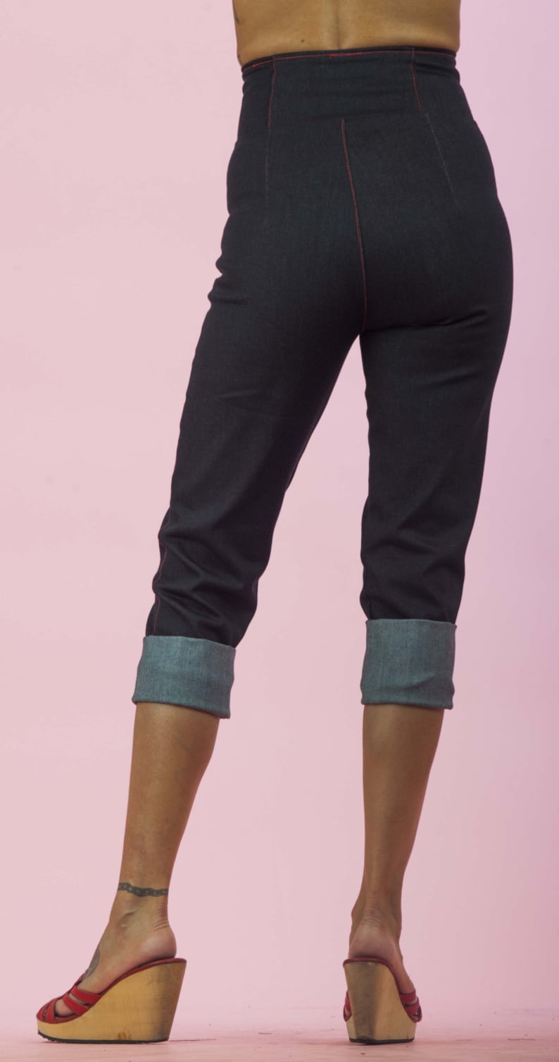 High Waisted Roll up Capri Pants Retro / Rockabilly / Vintage Etsy