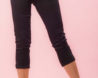 Side Zip Capri Pants  Black Twill Retro / Rockabilly / Vintage 50s Pinup Clothing