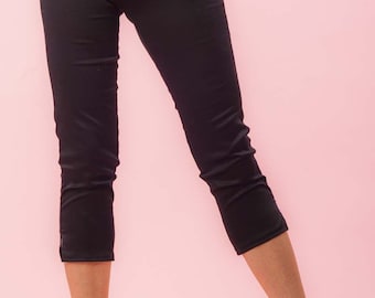 1950s Vintage Style Side Zip Capri Pants  Black Twill Retro / Rockabilly / Vintage 50s Pinup Clothing