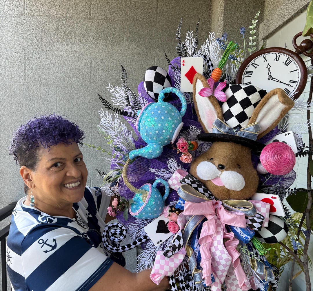 Mad Hatter Bunny Wreath | Alice in Wonderland Tea Party Decor ...