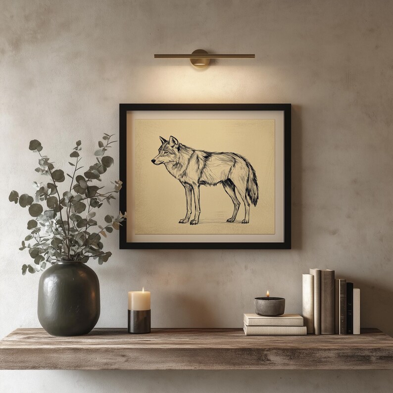 Rustic Wolf Rustic Wolf Sketch Printable – Minimalist Wildlife Wall Art (digital ...