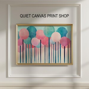 Pastel Printable Forest Art - Abstract Wall Decor, Soft Rounded Canopies in Pink, Mint and Teal, Modern Minimalist Art, Digital