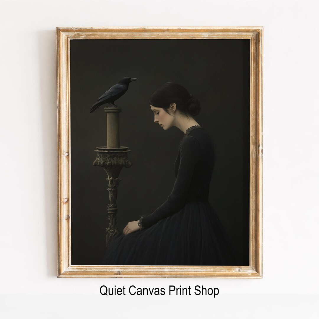 Gothic Victorian Woman Portrait With Raven – Moody Classical Print ...