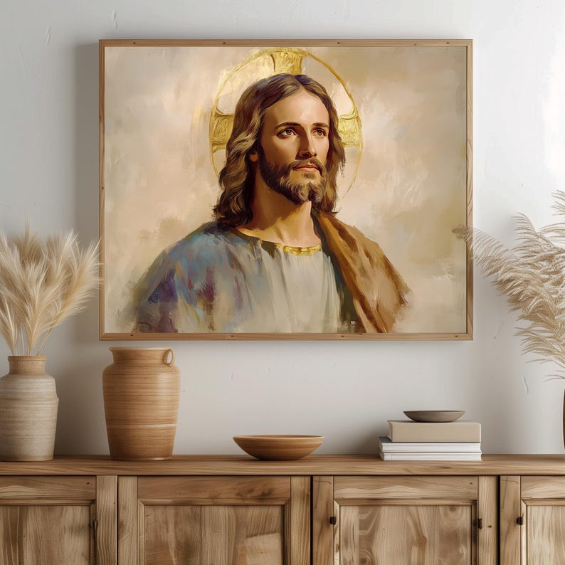 Vintage Jesus Christ Portrait – Printable Religious Wall Art (digital ...