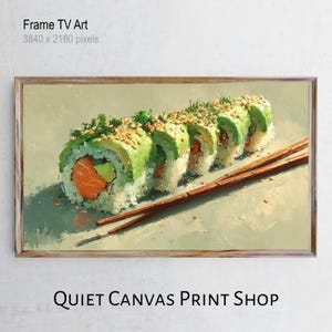 Painterly Sushi Roll Art, Modern Kitchen TV Decor (Digital Download)