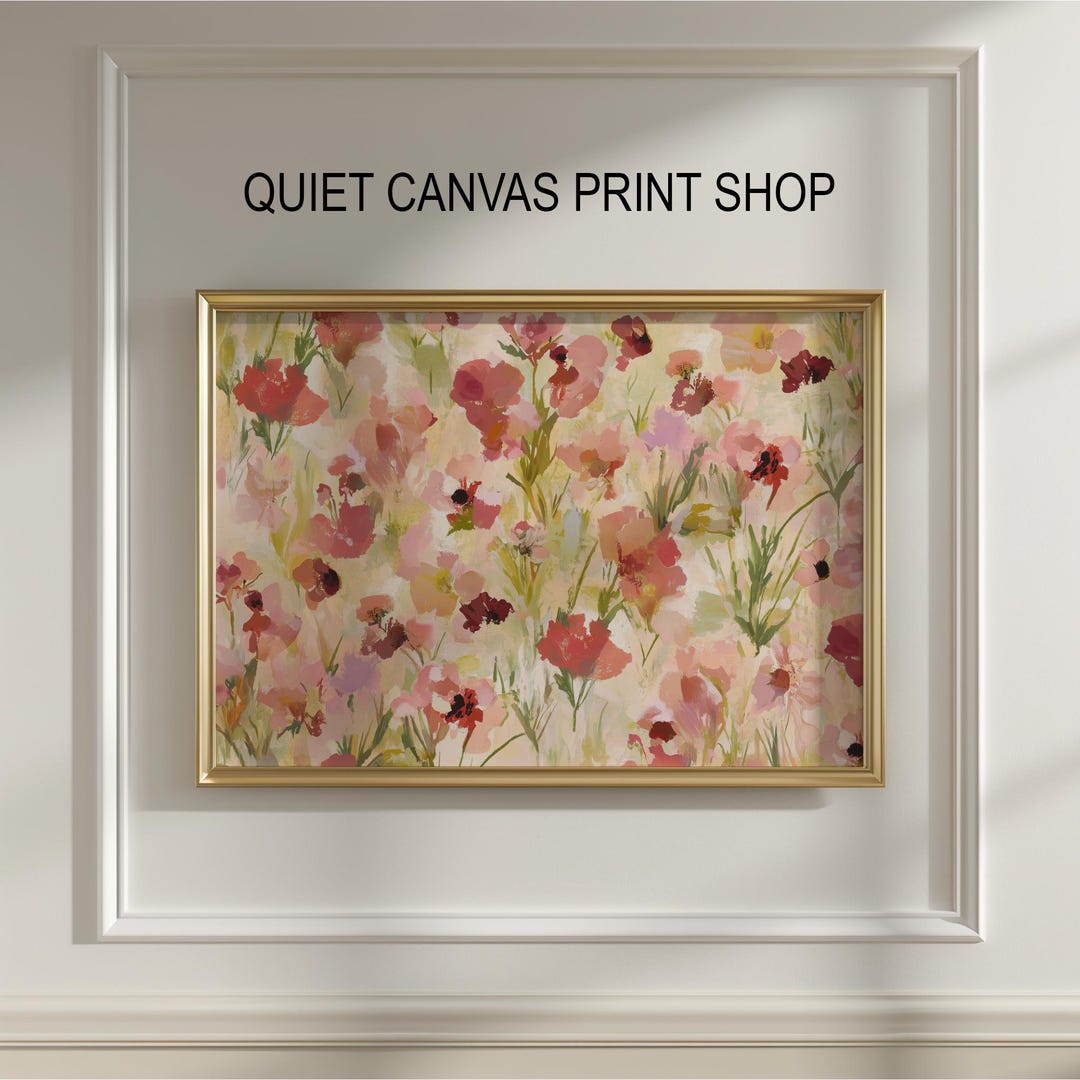 Vintage Cottagecore Floral Printable - Romantic Rose-hued Wall Art ...