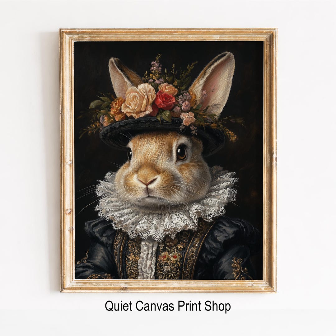Victorian Rabbit Portrait Art – Anthropomorphic Bunny, Gothic Digital ...