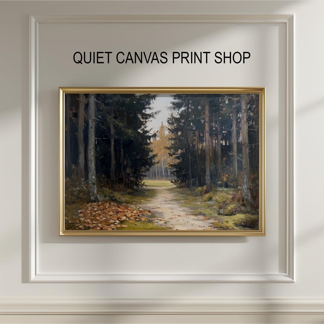 Autumn Forest Path Printable Art - Moody Woodland Scene, Rustic Fall ...