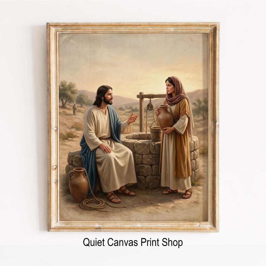 Vintage Jesus Samaritan Woman Well Printable Art – Biblical Scene ...