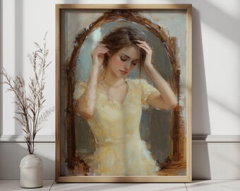 Peinture à l'huile vintage femme - Art féminin romantique (téléchargement numérique)