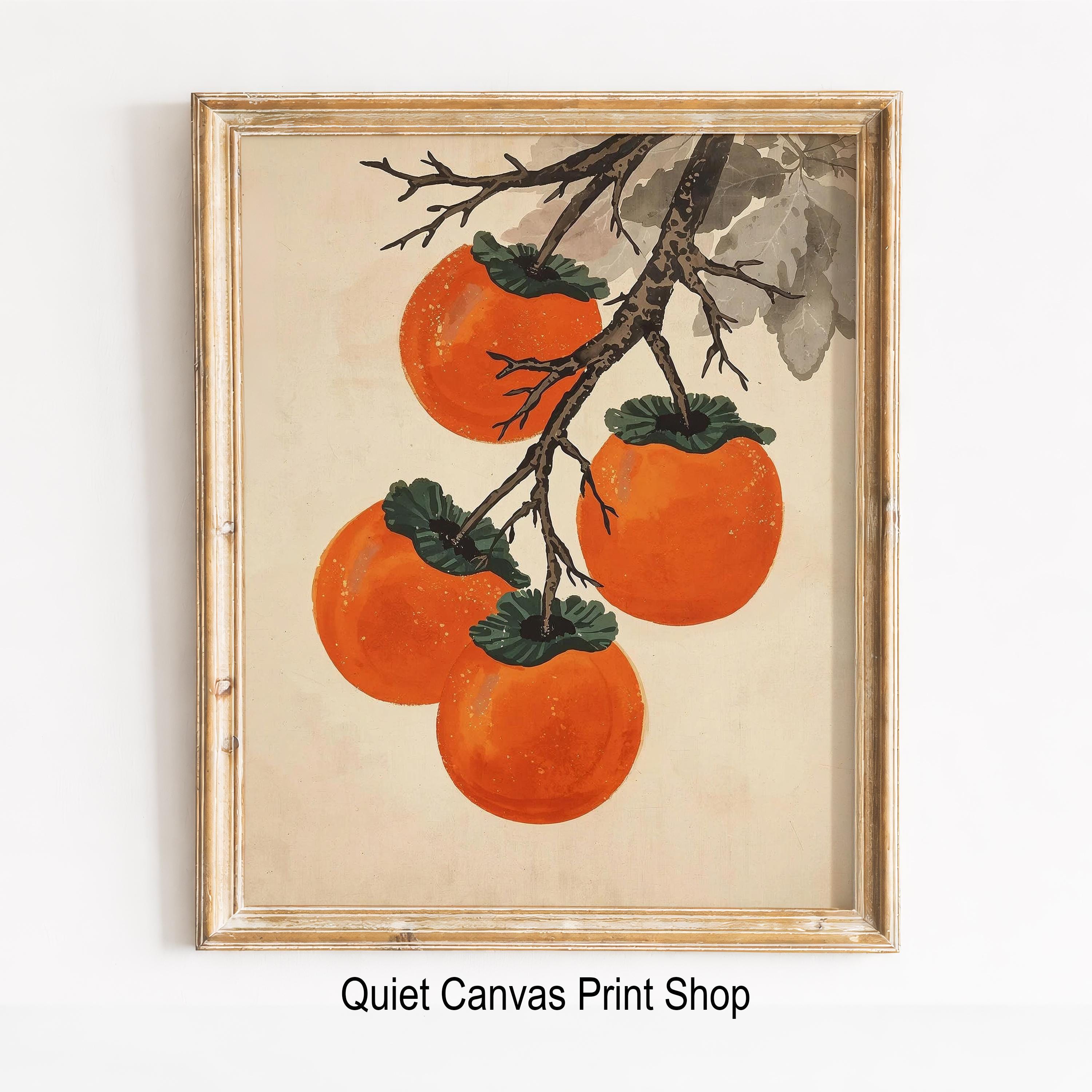 Minhwa Persimmon Print - Vintage Korean Folk Art (digital Download