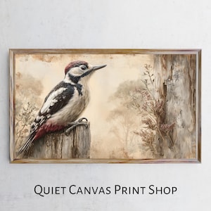 Rustic Bird Frame TV Art, Vintage Kookaburra Painting (Digital Download)