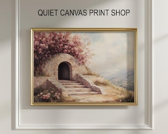 Easter Resurrection Stone Tomb Art Print – Spring Religious Decor (Digital Download)