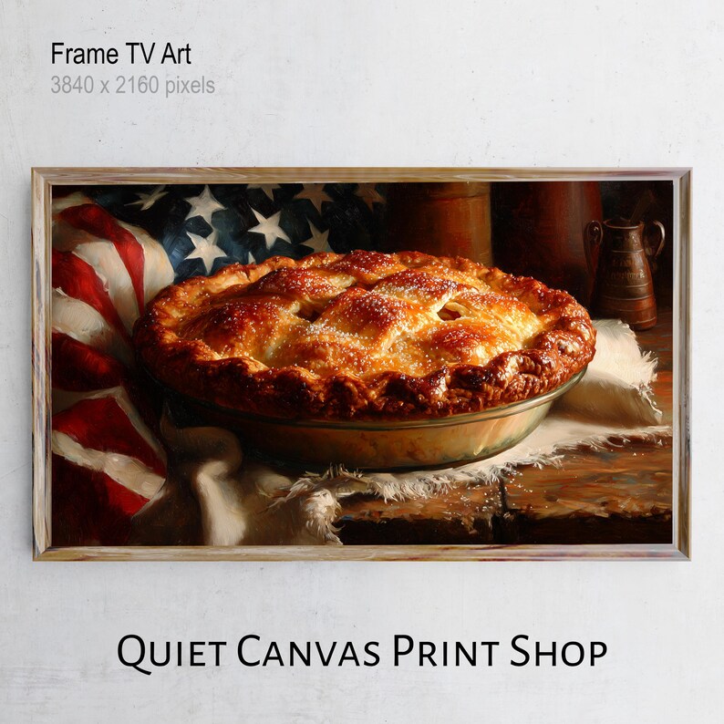 Rustic Apple Pie Frame TV Art, Americana Kitchen Decor, Cozy Farmhouse ...