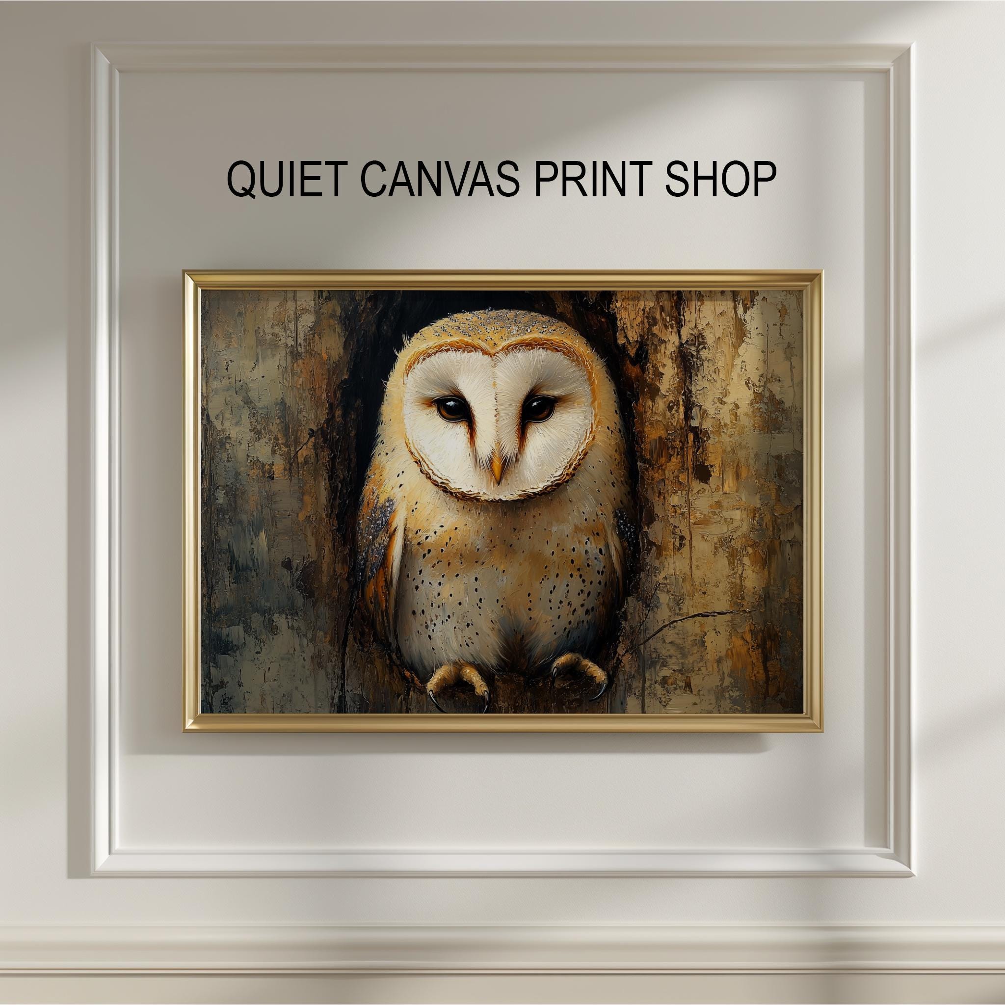 Rustic Barn Owl Portrait – Farmhouse Style Art (Digital Download)