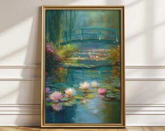 Water Lily Pond Print – Impressionist Garden Art, Cottagecore Decor (Digital Download)