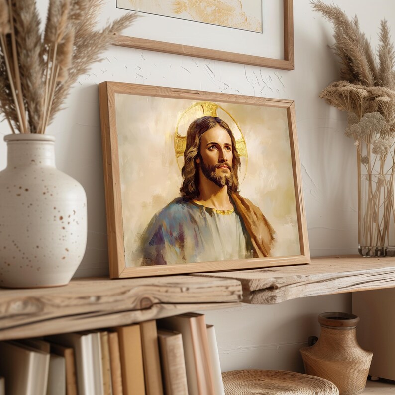 Vintage Jesus Christ Portrait – Printable Religious Wall Art (digital ...