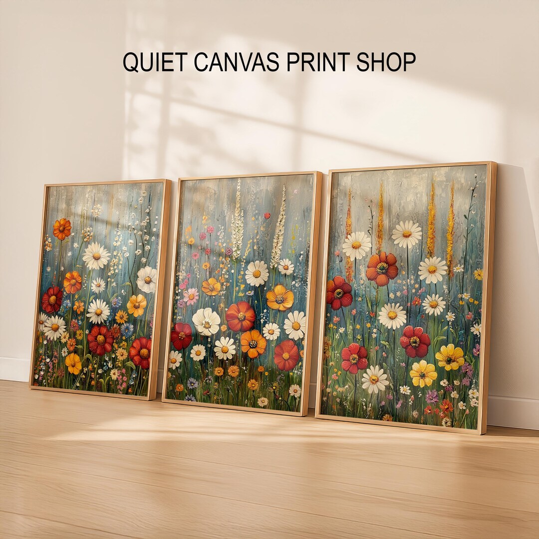 Cottagecore Wildflower Art Print Set, Vintage Garden Decor (digital ...