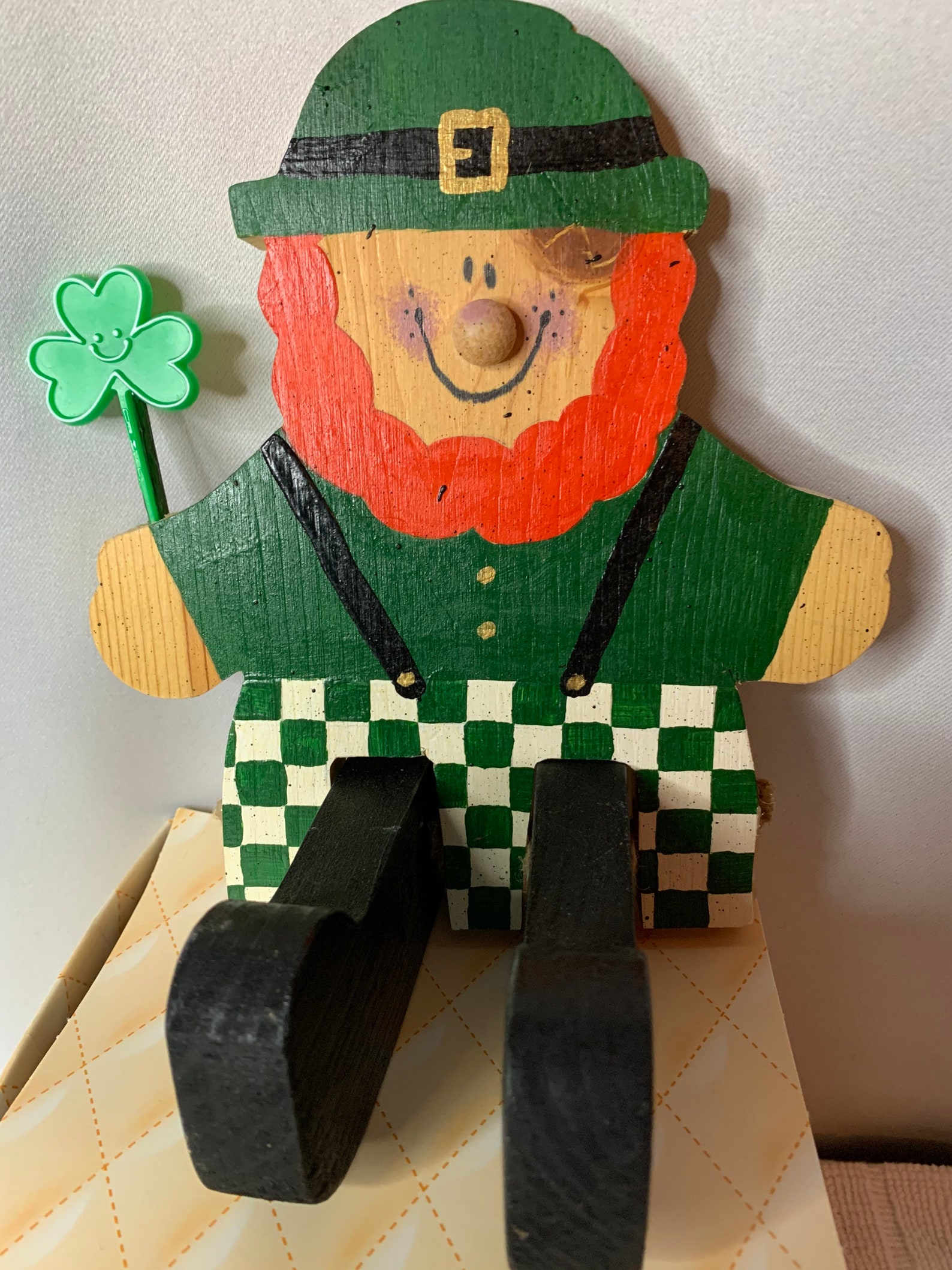 ST. Patricks day wood leprechaun statue shelf display. Etsy