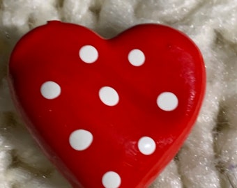 Vintage 1980s red Polka Dot Heart Pin