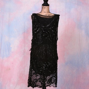 Vintage Authentic 1920&#39;s Beaded Flapper Drop Waist Dress Size Small