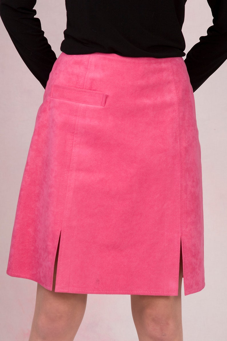 Vintage 1970's Mod Ultrasuede Hot Pink A-line Skort Size Small image 2