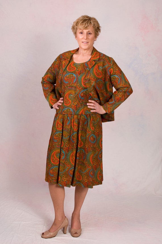 Vintage 1960's 3 Piece Pailsey Boho Outfit Skirt … - image 1